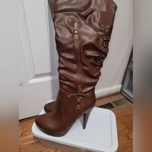 COPY - G By Guess Platform Stiletto Boots, Cognac, Size 8